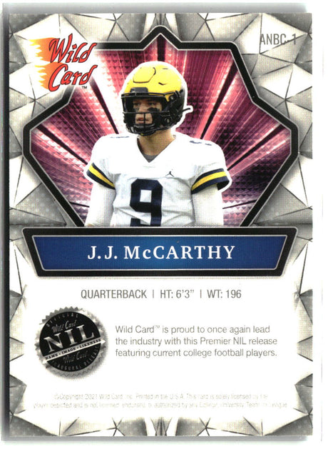 J.J. McCarthy 2021 Wild Card Alumination NIL #ANBC-1