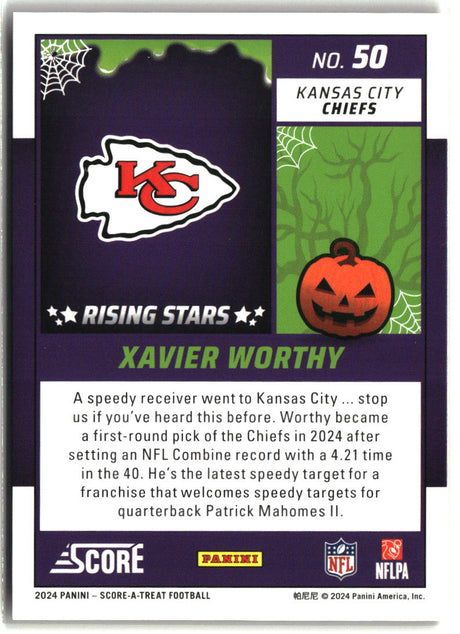 Xavier Worthy 2024 Score-A-Treat Rising Stars Orange Pumpkin #50
