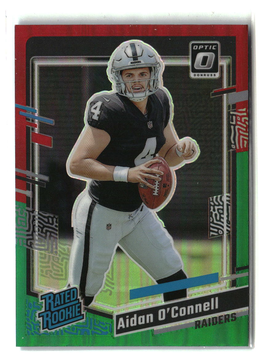 Aidan O'Connell 2023 Donruss Optic Rated Rookie Preview Red & Green Prizm #360