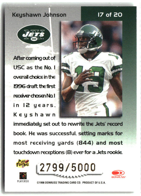 Keyshawn Johnson 1998 Leaf Rookies & Stars Touchdown Club #17 #/5000