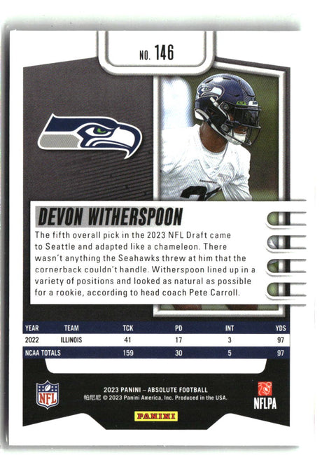 Devon Witherspoon 2023 Panini Absolute Purple #146