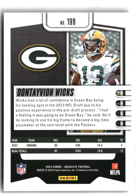 Dontayvion Wicks 2023 Panini Absolute Retail #199