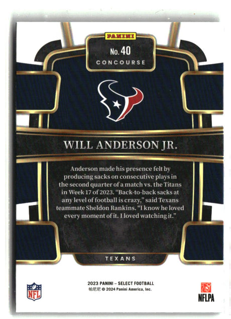 Will Anderson Jr. 2023 Panini Select #40