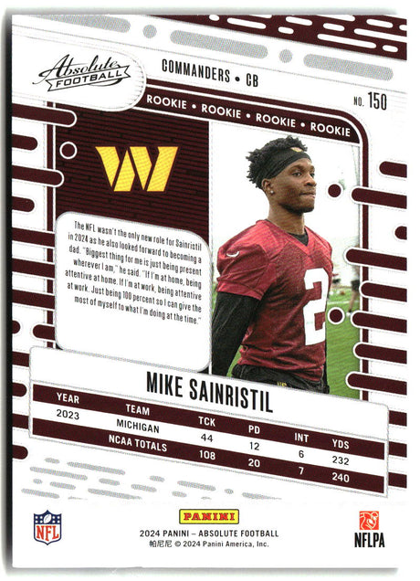 Mike Sainristil 2024 Panini Absolute Blue #150