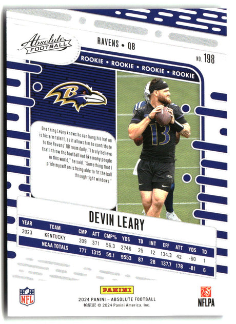 Devin Leary 2024 Panini Absolute Retail #198