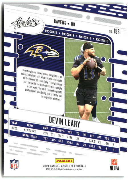 Devin Leary 2024 Panini Absolute Retail #198
