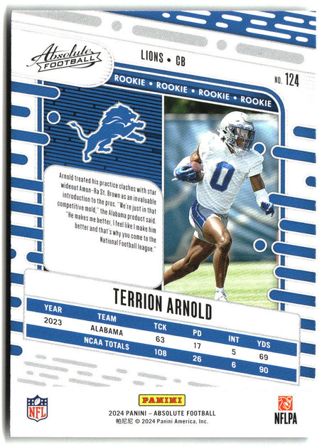 Terrion Arnold 2024 Panini Absolute Retail #124