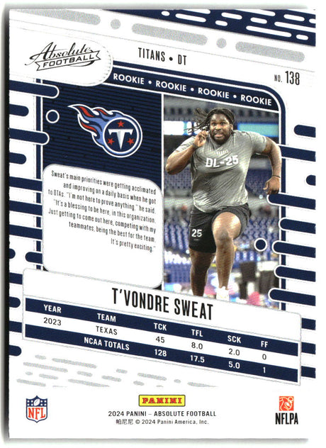 T'Vondre Sweat 2024 Panini Absolute Retail #138