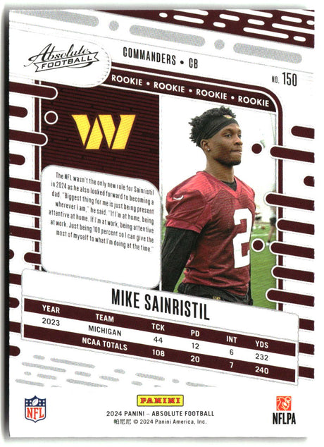 Mike Sainristil 2024 Panini Absolute Retail #150