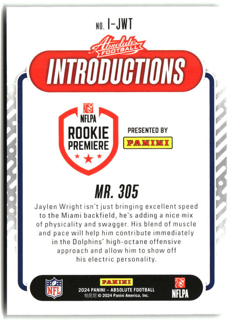 Jaylen Wright 2024 Panini Absolute Introductions #I-JWT