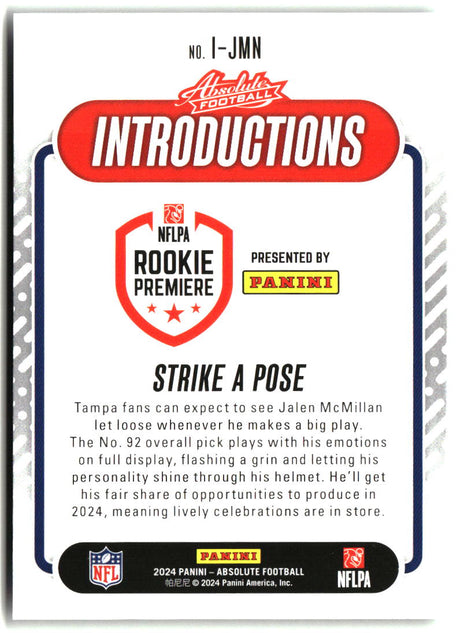 Jalen McMillan 2024 Panini Absolute Introductions #I-JMN