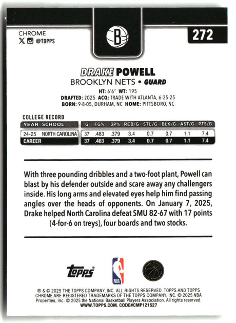 Drake Powell 2025-26 Topps Chrome #272