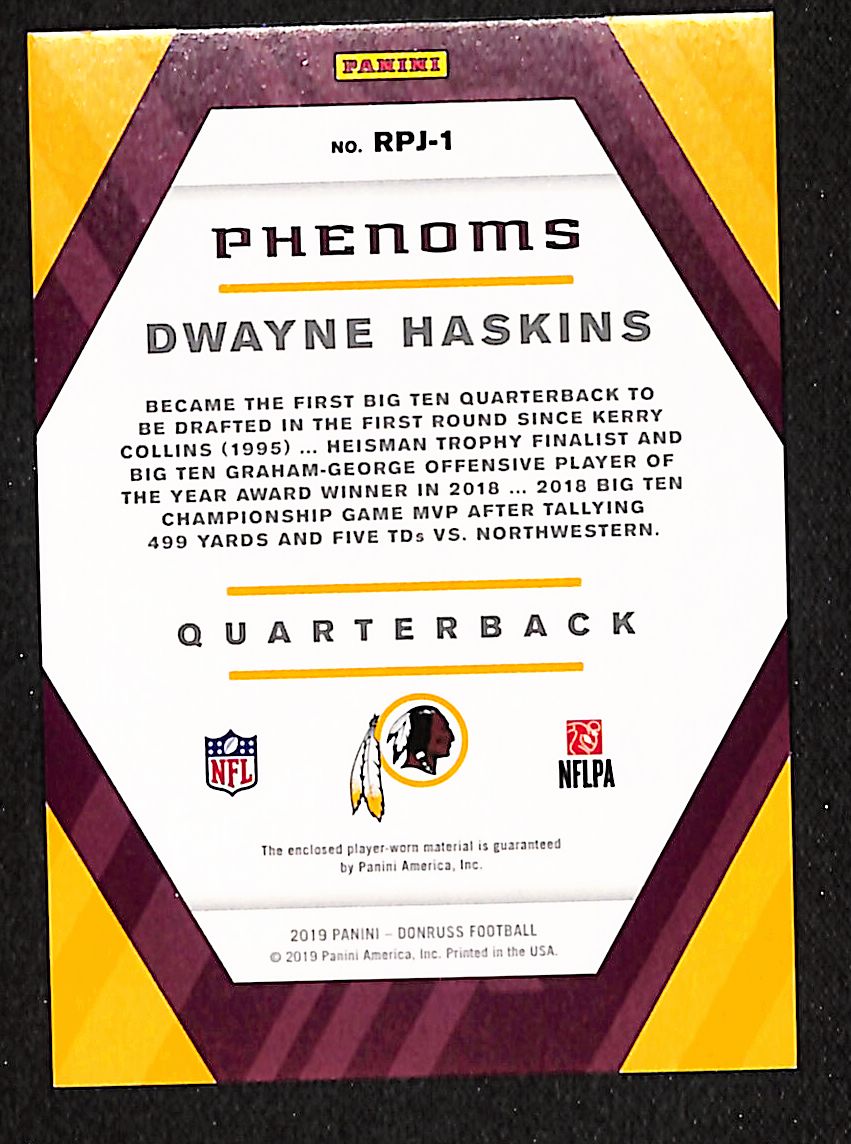 Dwayne Haskins 2019 Donruss Rookie Phenoms Jerseys Red #RPJ-1