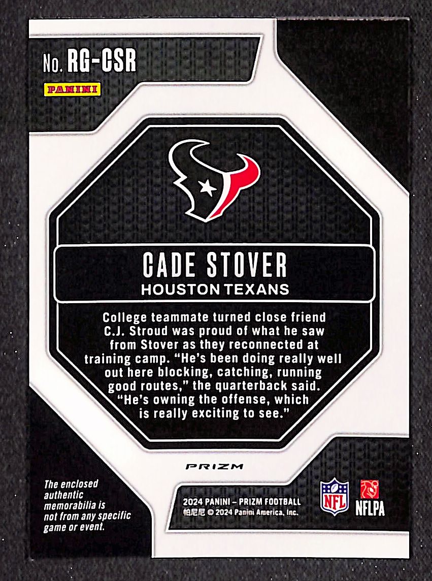 Cade Stover 2024 Panini Prizm - Rookie Gear #RG-CSR