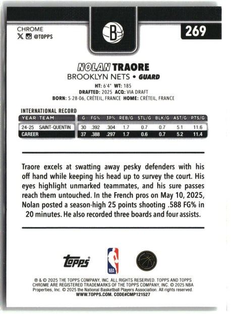 Nolan Traore 2025-26 Topps Chrome Prism Refractor #269