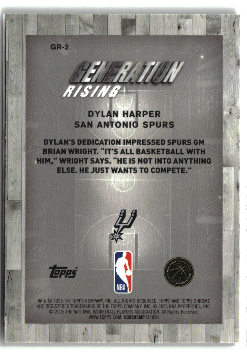 Dylan Harper 2025-26 Topps Chrome Generation Rising #GR-2