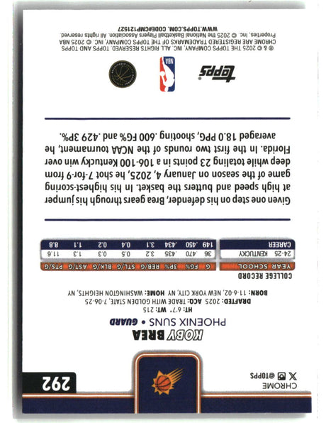 Koby Brea 2025-26 Topps Chrome #292