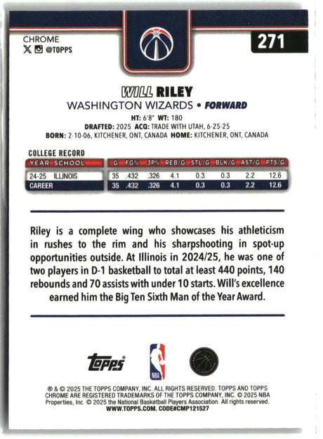 Will Riley 2025-26 Topps Chrome #271