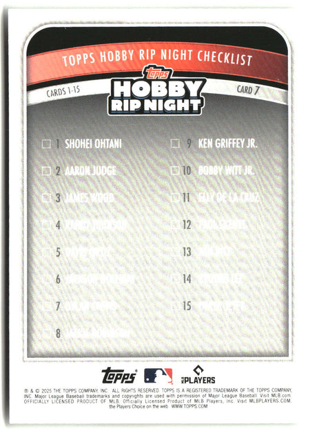 Dylan Crews 2025 Topps Hobby Rip Night #7