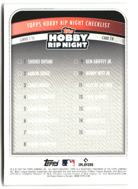 Brooks Lee 2025 Topps Hobby Rip Night #14