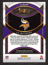 J.J. McCarthy 2024 Panini Select Rookie Swatches Red Prizm #RS-JJY