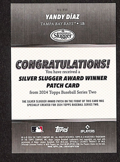 Yandy Díaz 2024 Topps Silver Slugger Award Winner Patches #SS-YD