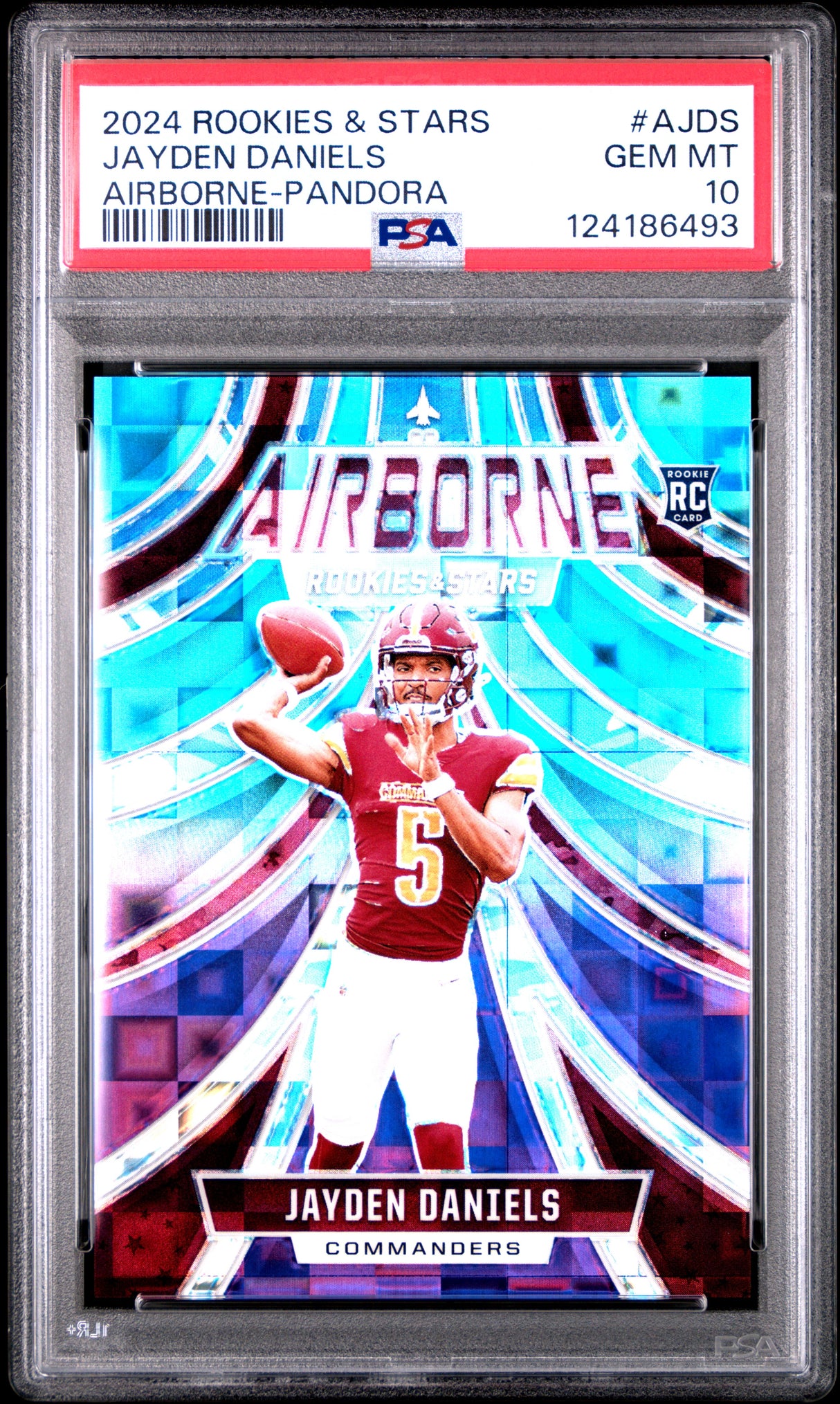 Jayden Daniels 2024 Panini Rookies & Stars Airborne Pandora #A-JDS #/135 PSA 10