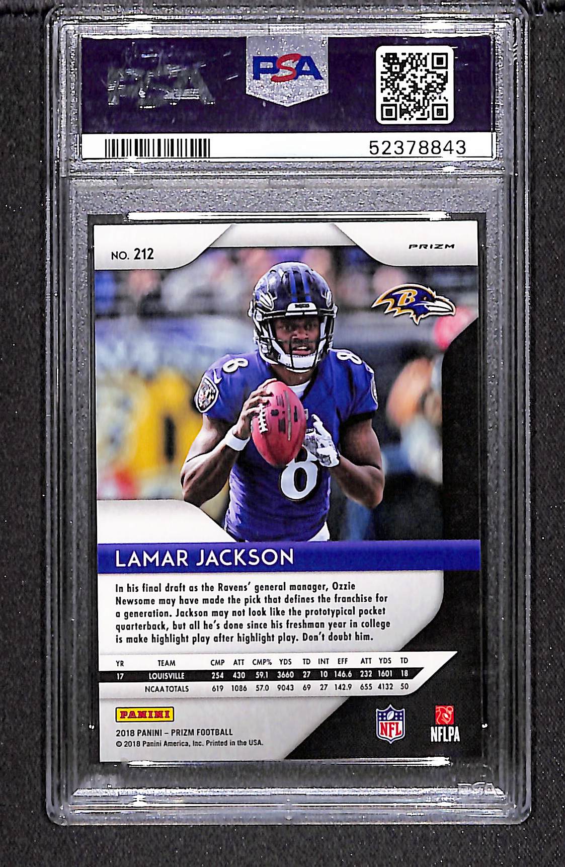 Lamar Jackson 2018 Panini Prizm Prizm Red White and Blue #212 PSA 9