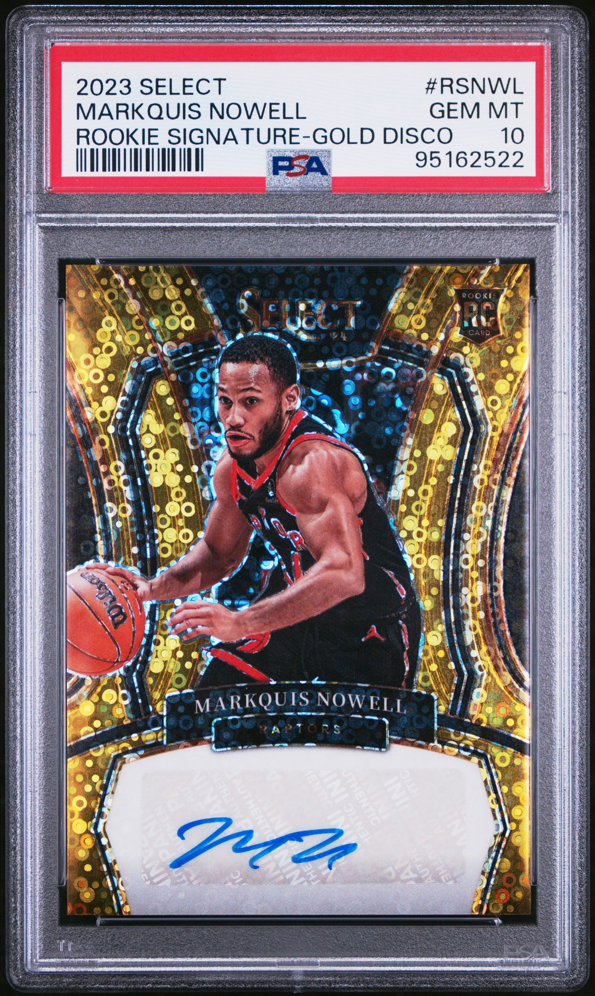 Markquis Nowell 2023-24 Select Rookie Signatures Gold Disco #RS-NWL #/10 PSA 10