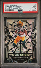 Charles Woodson 2024 Panini Obsidian Black Stained Glass #7 PSA 9