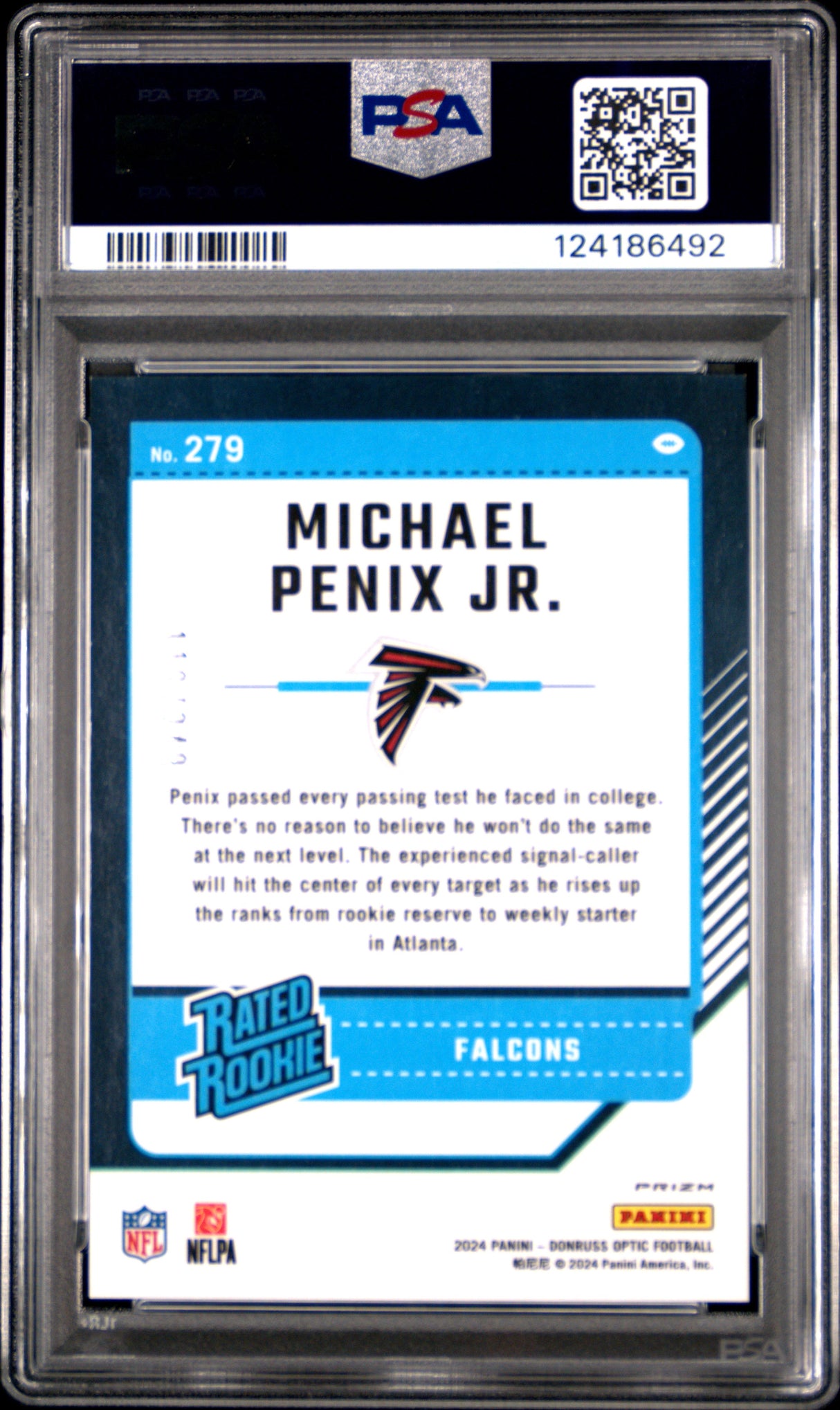 Michael Penix Jr. 2024 Donruss Optic Orange #279 #/249 PSA 10