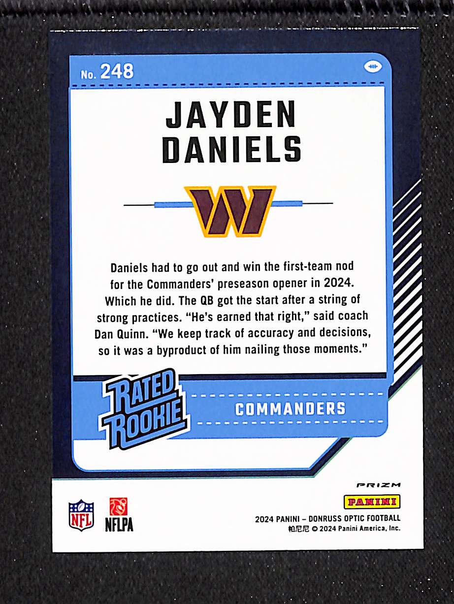 Jayden Daniels 2024 Donruss Optic Purple Shock #248
