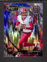 Jayden Daniels 2024 Panini Select Red & Blue Prizm Shock #217