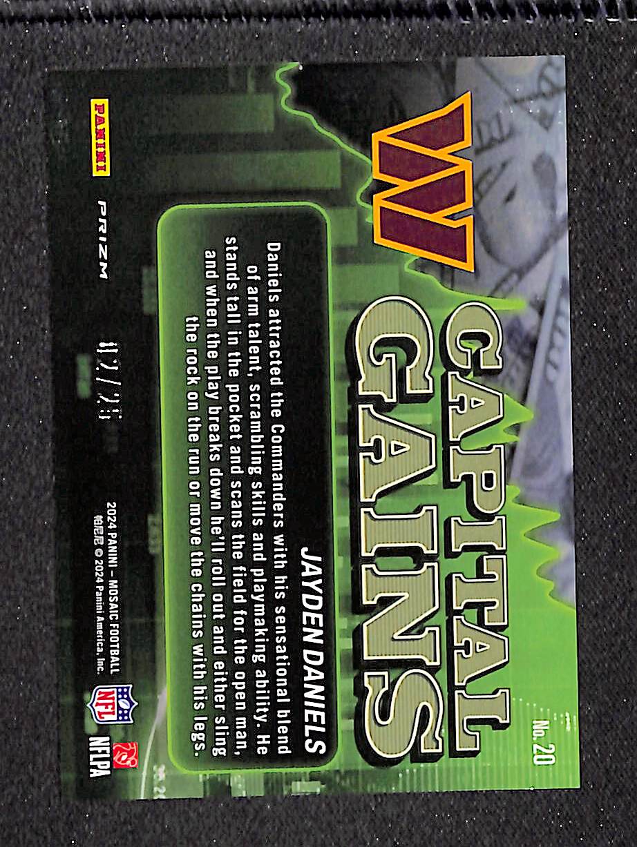 Jayden Daniels 2024 Panini Mosaic Capital Gains Mosaic White #20 #/25