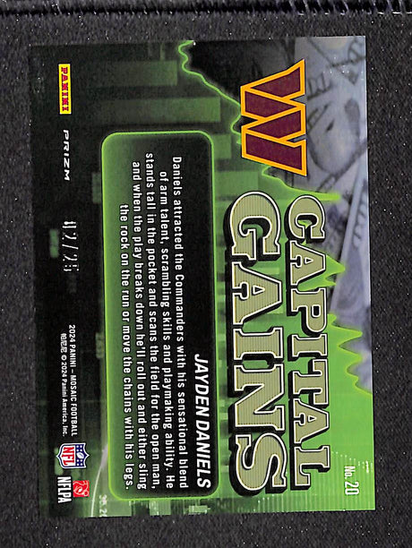 Jayden Daniels 2024 Panini Mosaic Capital Gains Mosaic White #20 #/25
