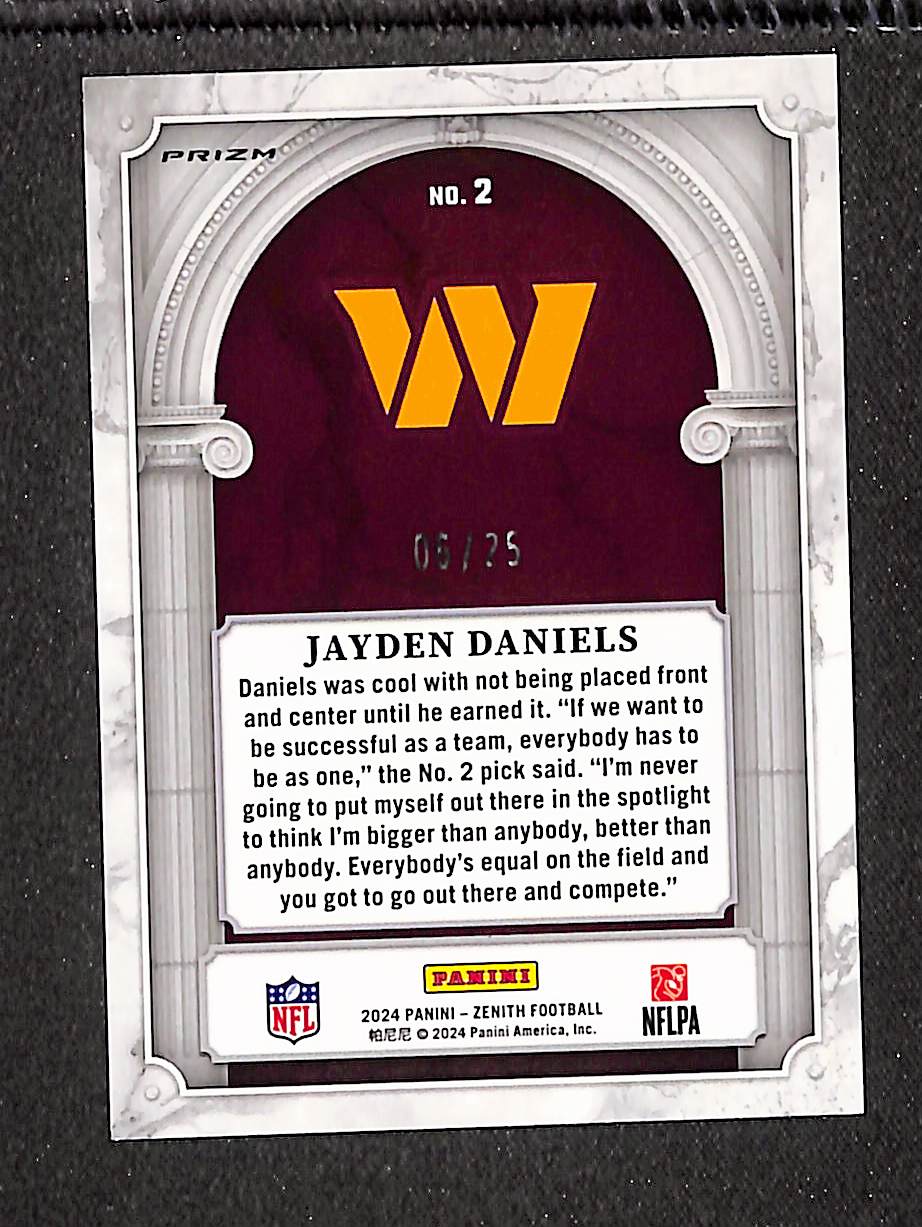 Jayden Daniels 2024 Panini Zenith Z Marquee Blue #2 #/25