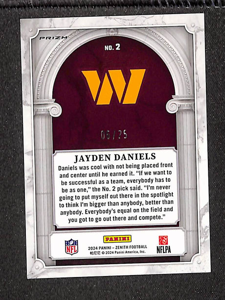 Jayden Daniels 2024 Panini Zenith Z Marquee Blue #2 #/25