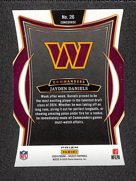Jayden Daniels 2024 Panini Select Silver Prizm Die Cut #26