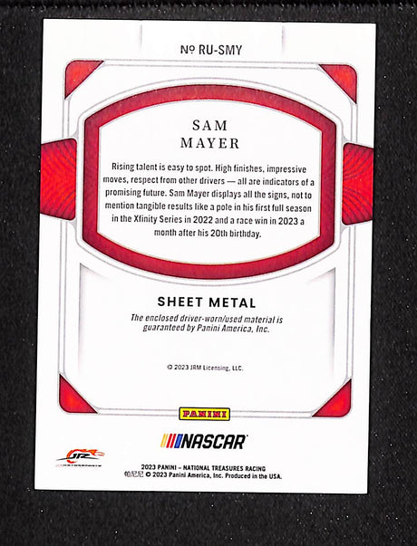Sam Mayer 2023 Panini National Treasures Race Used Tires #RU-SMY #/99