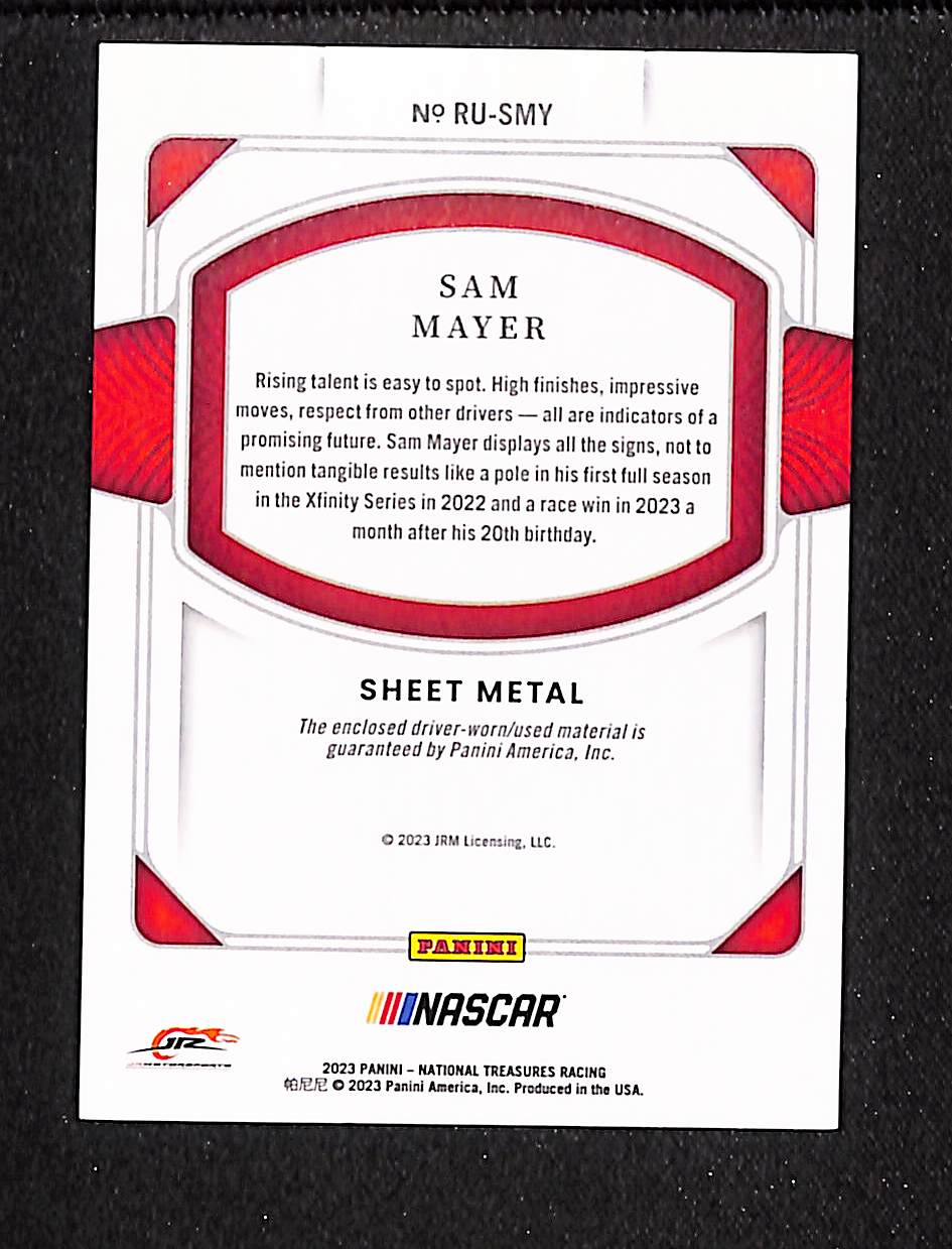 Sam Mayer 2023 Panini National Treasures Race Used Tires #RU-SMY #/99