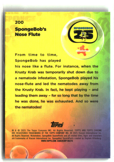 2025 Topps Chrome SpongeBob SpongeBob's Nose Flute Aqua Lava #200