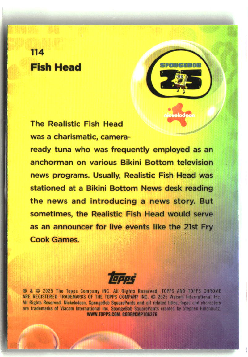 2025 Topps Chrome SpongeBob Fish Head Kelp Green #114