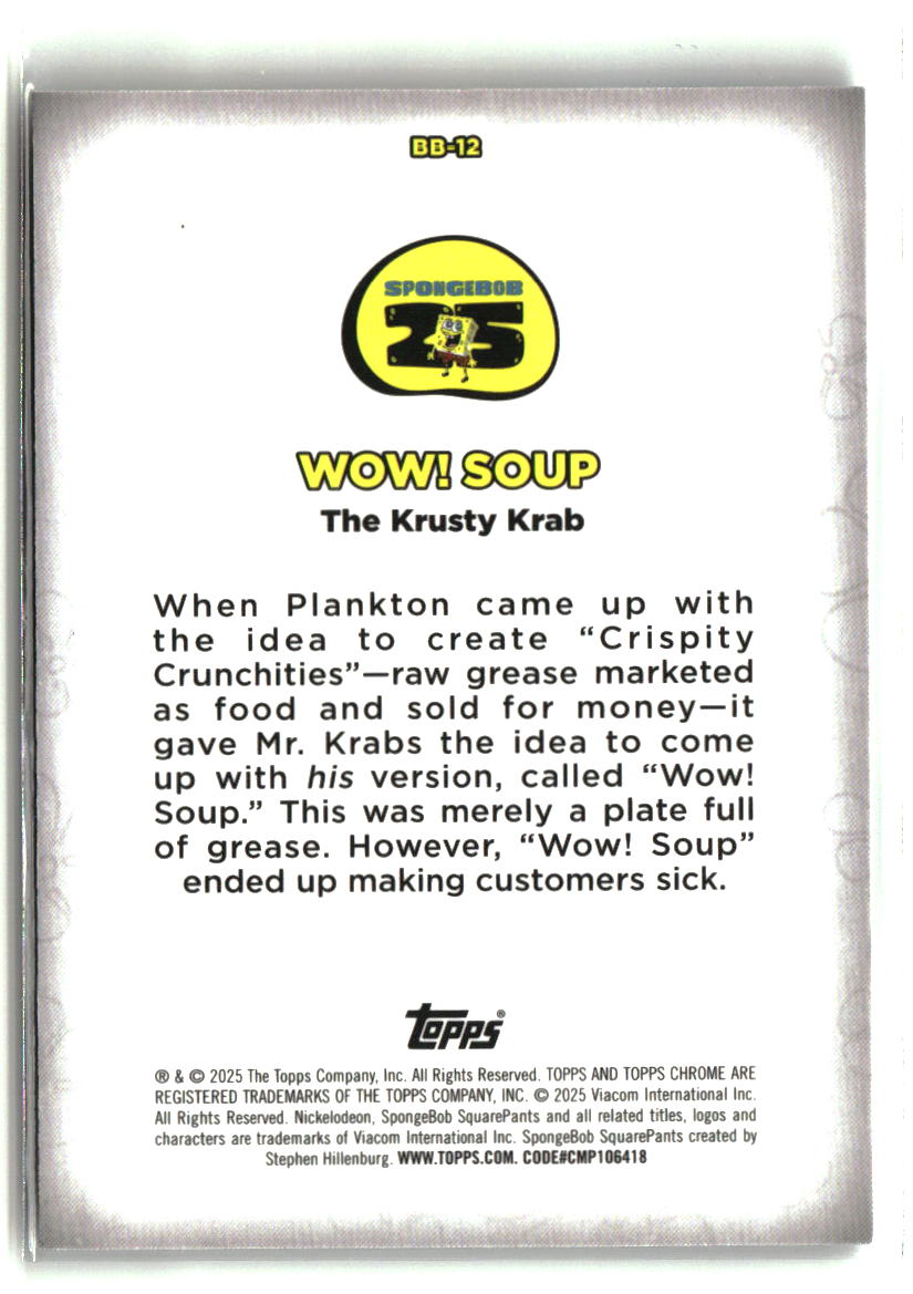 2025 Topps Chrome SpongeBob Wow! Soup Kelp Reviews #BB-12