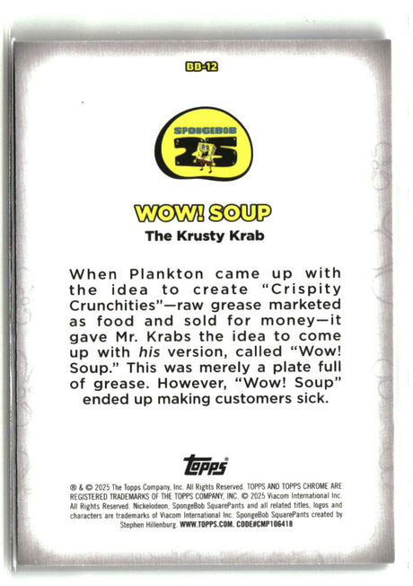 2025 Topps Chrome SpongeBob Wow! Soup Kelp Reviews #BB-12