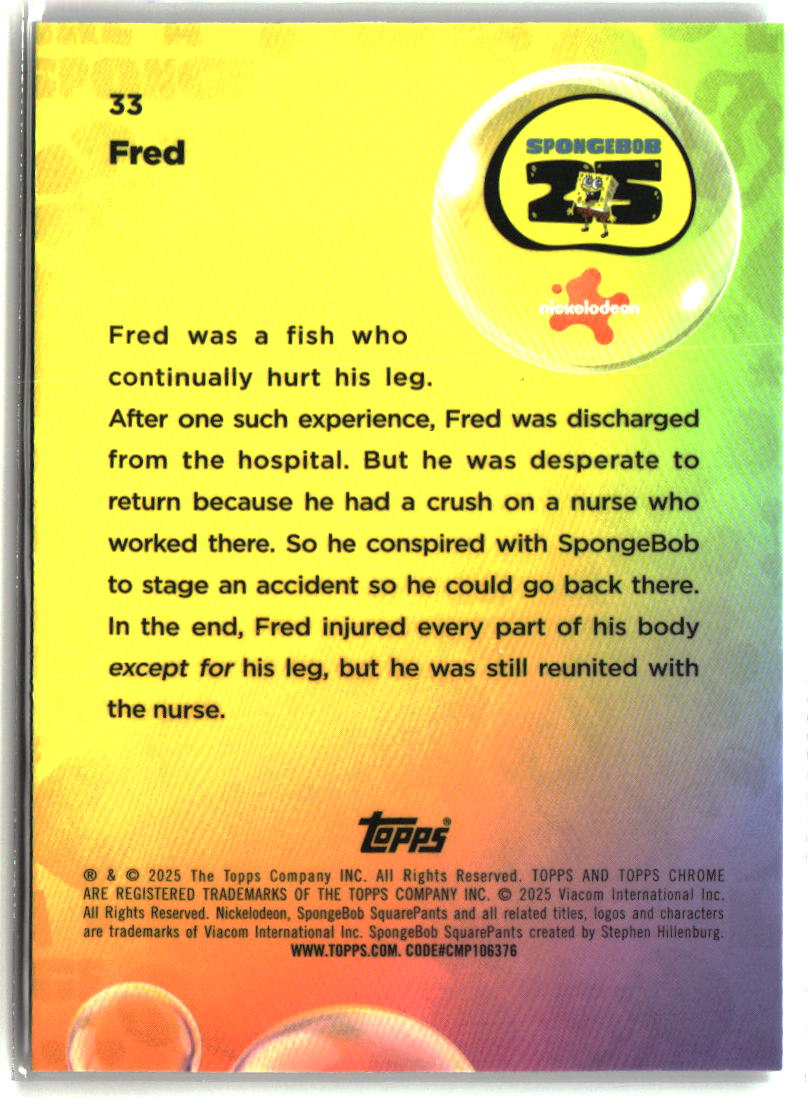 2025 Topps Chrome SpongeBob Fred #33