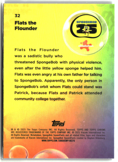 2025 Topps Chrome SpongeBob Flats the Flounder #32