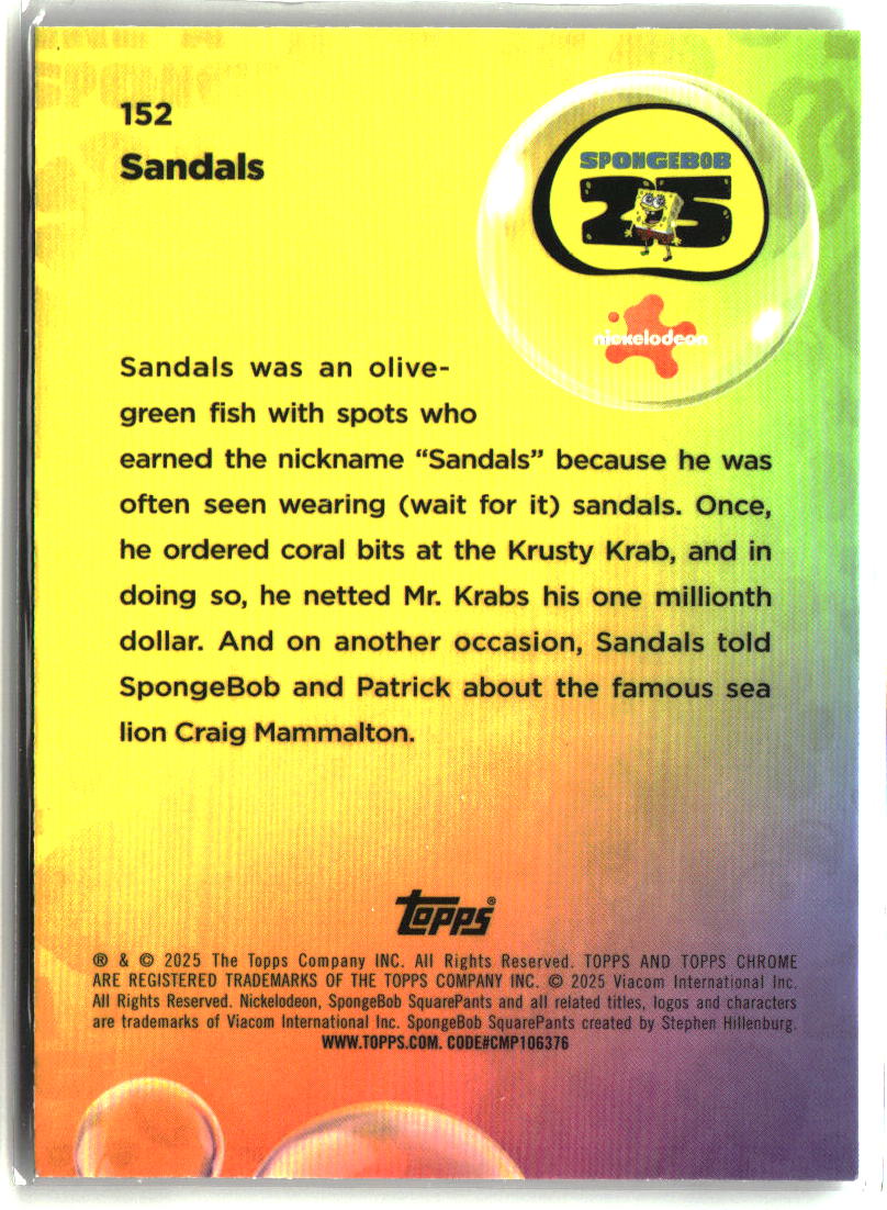 2025 Topps Chrome SpongeBob Sandals #152