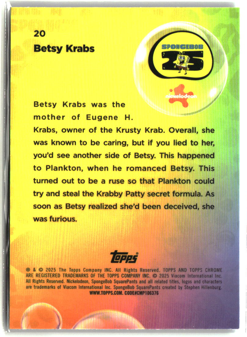 2025 Topps Chrome SpongeBob Betsy Krabs #20