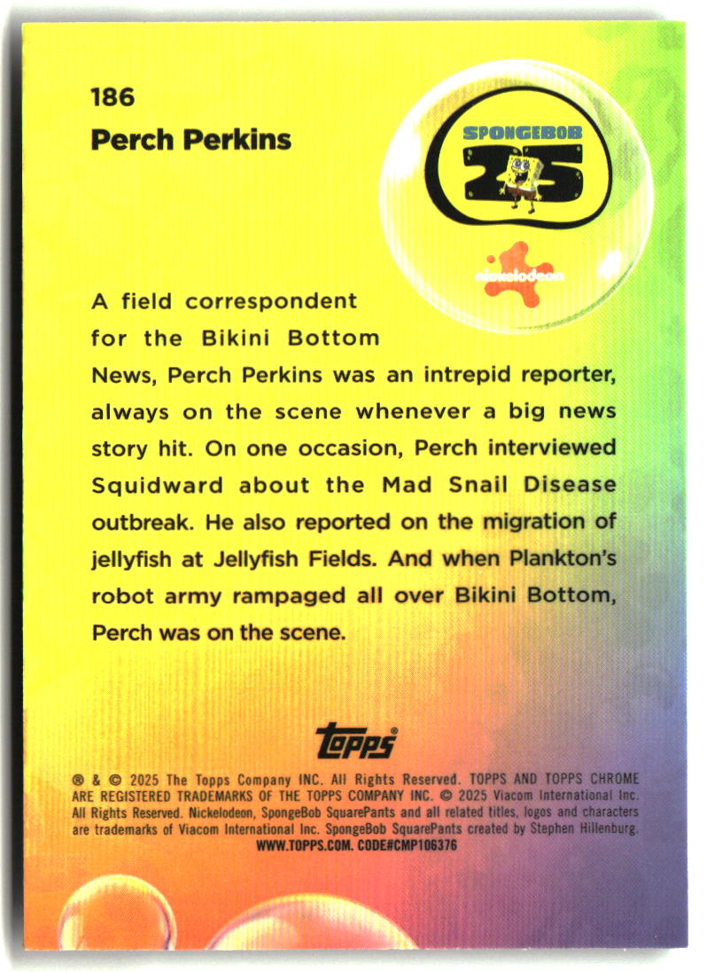 2025 Topps Chrome SpongeBob Perch Perkins #186