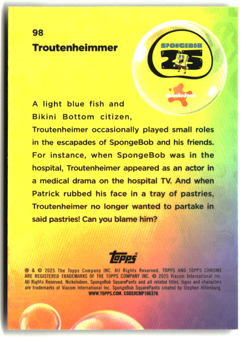 2025 Topps Chrome SpongeBob Troutenheimer #98